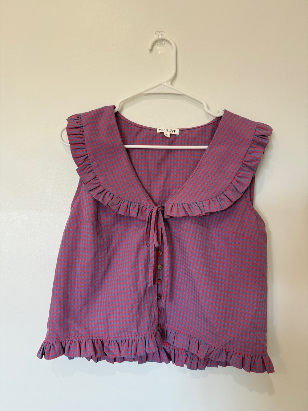 Wishlist Purple and Pink Ruffle Collar Button-Front Top